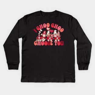 I Choo Choo Choose You-Valentine's Day Cute Genome Heart Train Kids Long Sleeve T-Shirt